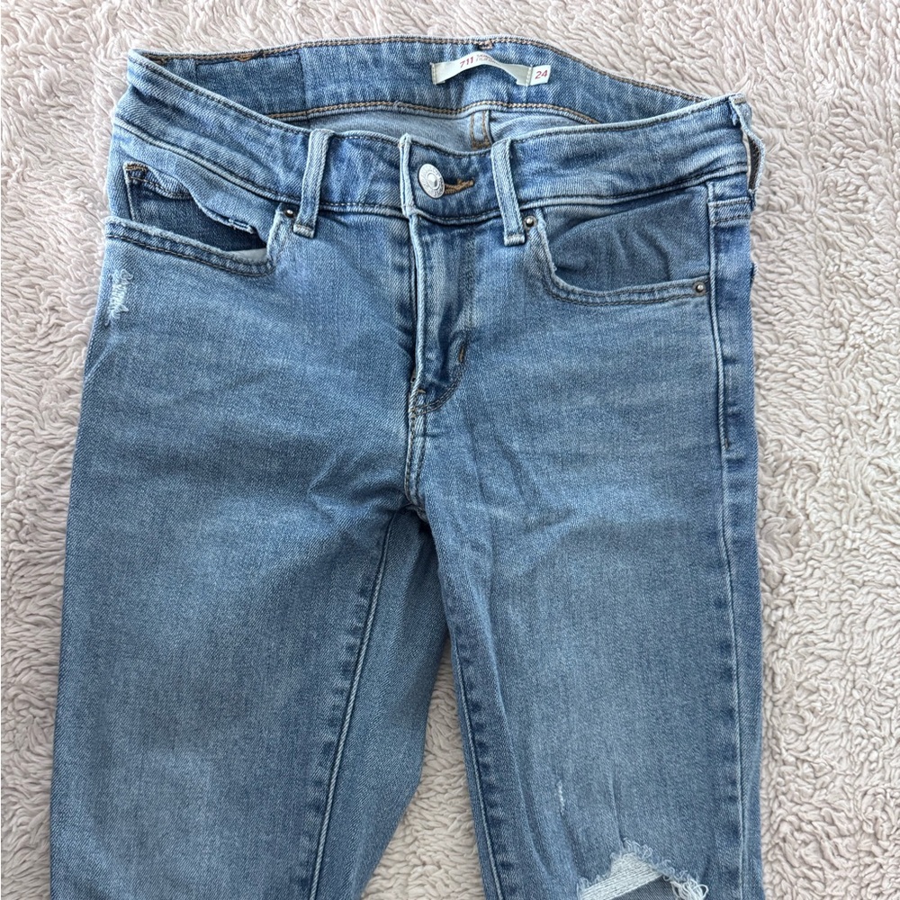 Levi's Light Blue Distressed Boyfriend Jeans